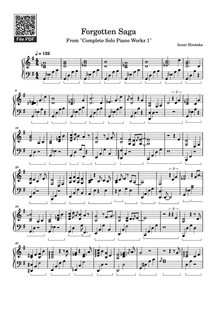 Page 1 of the piano sheet music PDF Piano – Forgotten Saga Piano by Izumi Hirotaka
