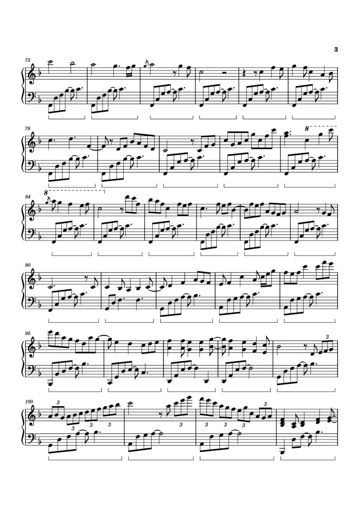 Page 3 of the piano sheet music PDF Piano – Blue Forest Piano by Izumi Hirotaka