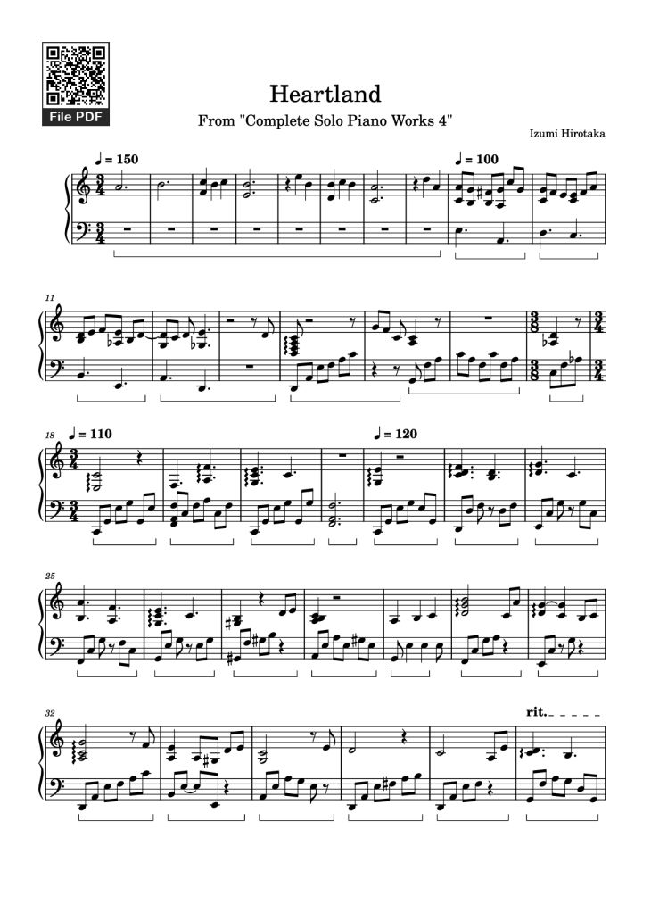 Page 1 of the piano sheet music PDF Piano – Heartland Piano by Izumi Hirotaka