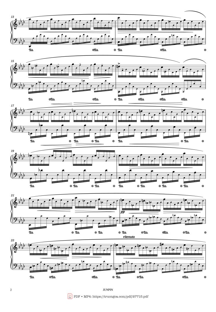 Page 2 of the piano sheet music PDF Piano – Etude Op.25 No.1 in Ab Major Aeolian Harp Piano by F. Chopin (쇼팽)
