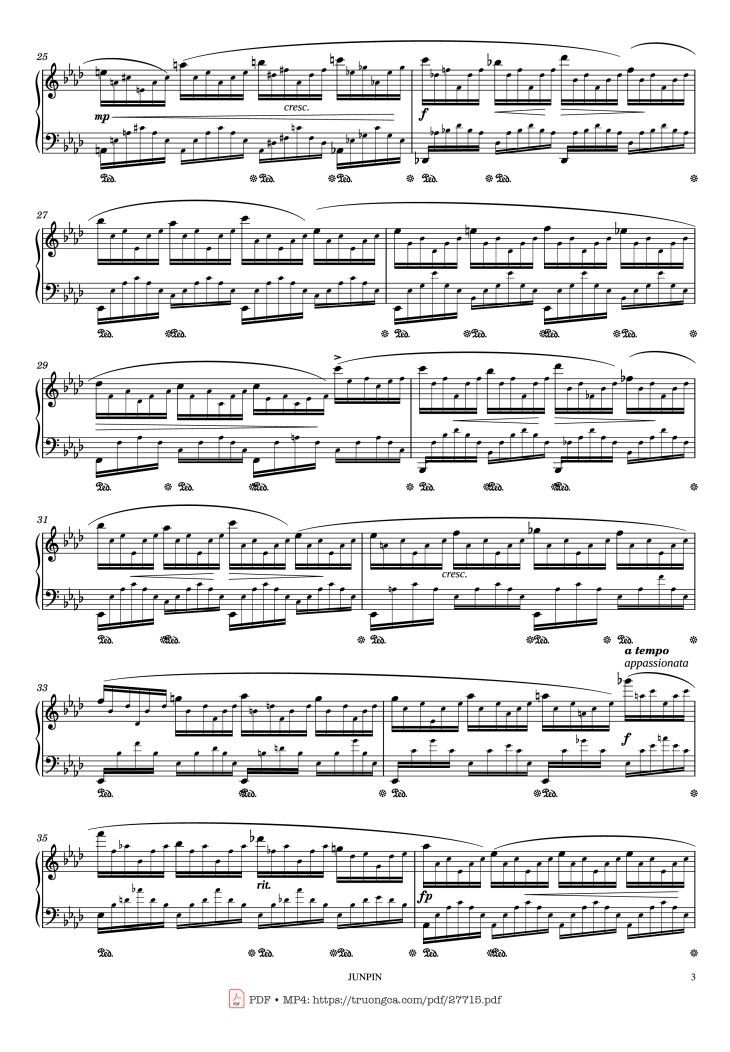 Page 3 of the piano sheet music PDF Piano – Etude Op.25 No.1 in Ab Major Aeolian Harp Piano by F. Chopin (쇼팽)