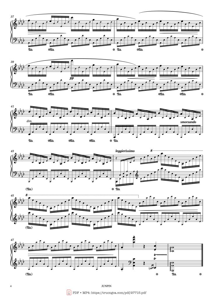 Page 4 of the piano sheet music PDF Piano – Etude Op.25 No.1 in Ab Major Aeolian Harp Piano by F. Chopin (쇼팽)