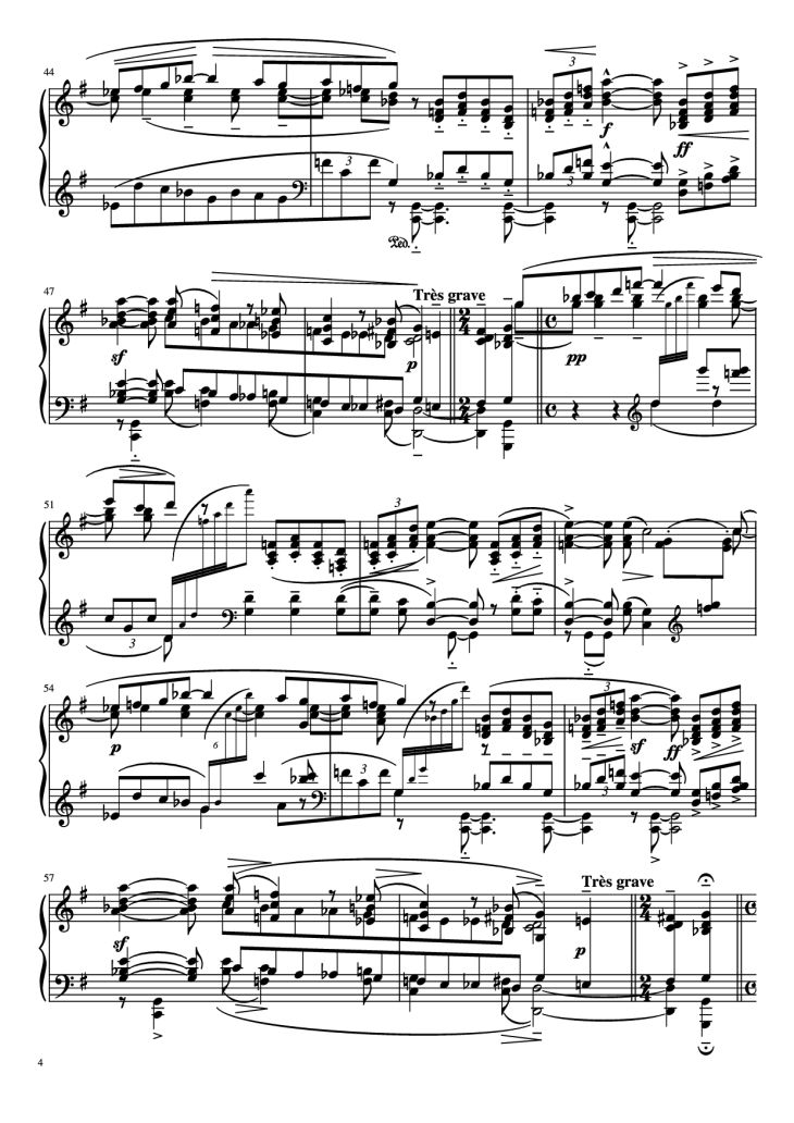 Page 4 of the piano sheet music PDF Piano – PAVANE Piano by Maurice Ravel