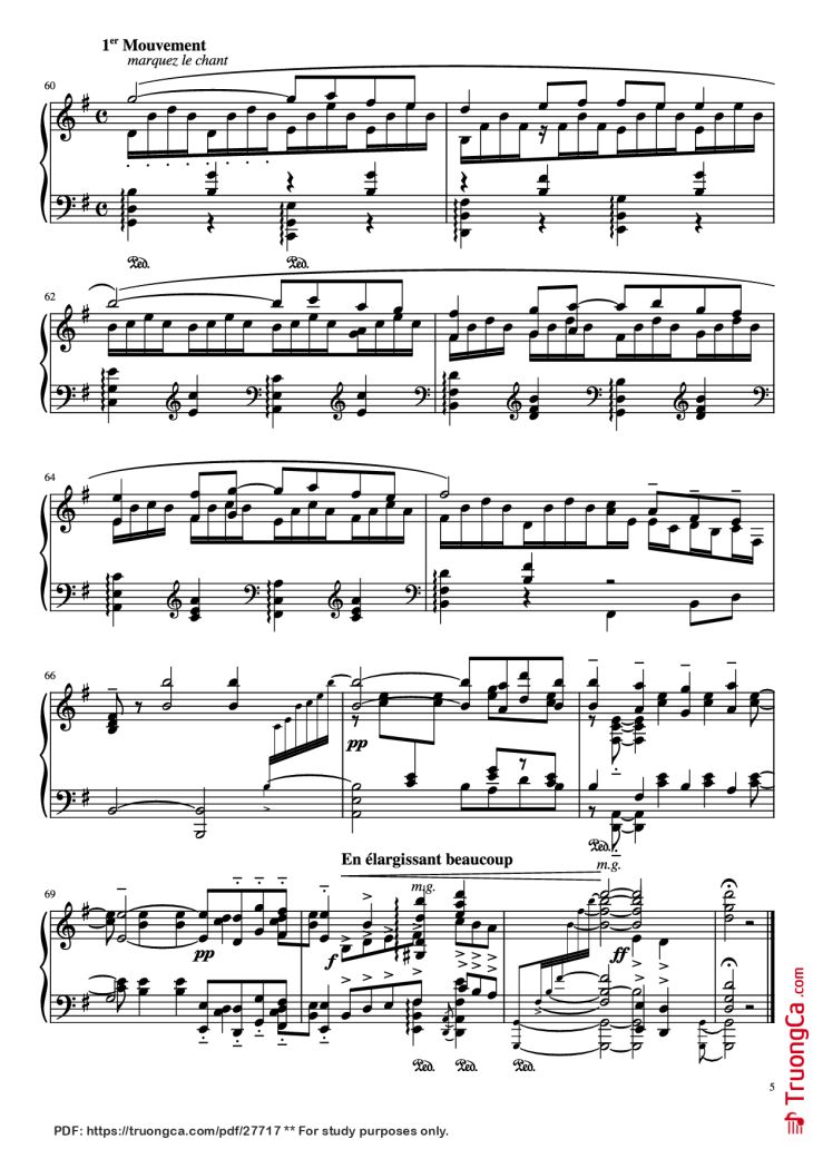 Page 5 of the piano sheet music PDF Piano – PAVANE Piano by Maurice Ravel