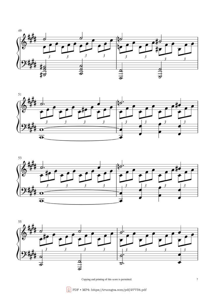 Page 7 of the piano sheet music PDF Piano – Moonlight Sonata 1st Movement Piano by Ludwig Van Beethoven