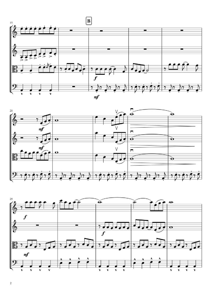 Page 2 of the piano sheet music PDF – Mal Romance Violin by Lady Gaga Arr. by Potter