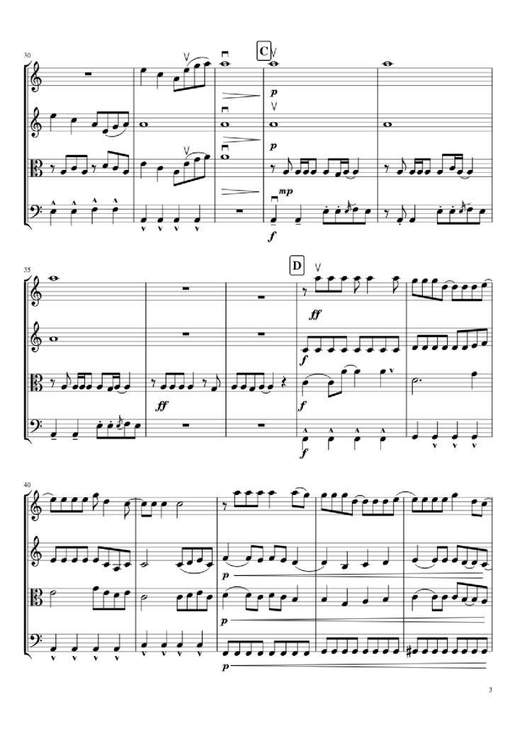 Page 3 of the piano sheet music PDF – Mal Romance Violin by Lady Gaga Arr. by Potter
