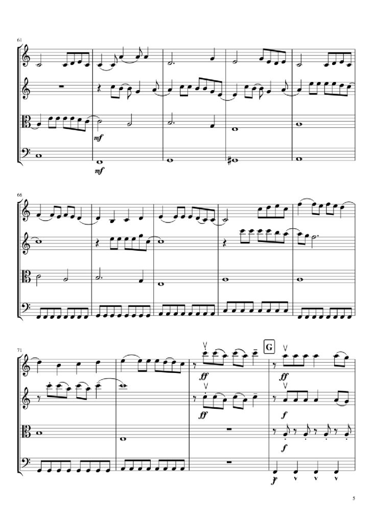 Page 5 of the piano sheet music PDF – Mal Romance Violin by Lady Gaga Arr. by Potter