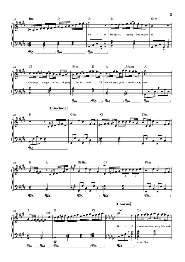 Page 3 of the piano sheet music PDF Piano – BUNGA ABADI Piano by Rio Clappy