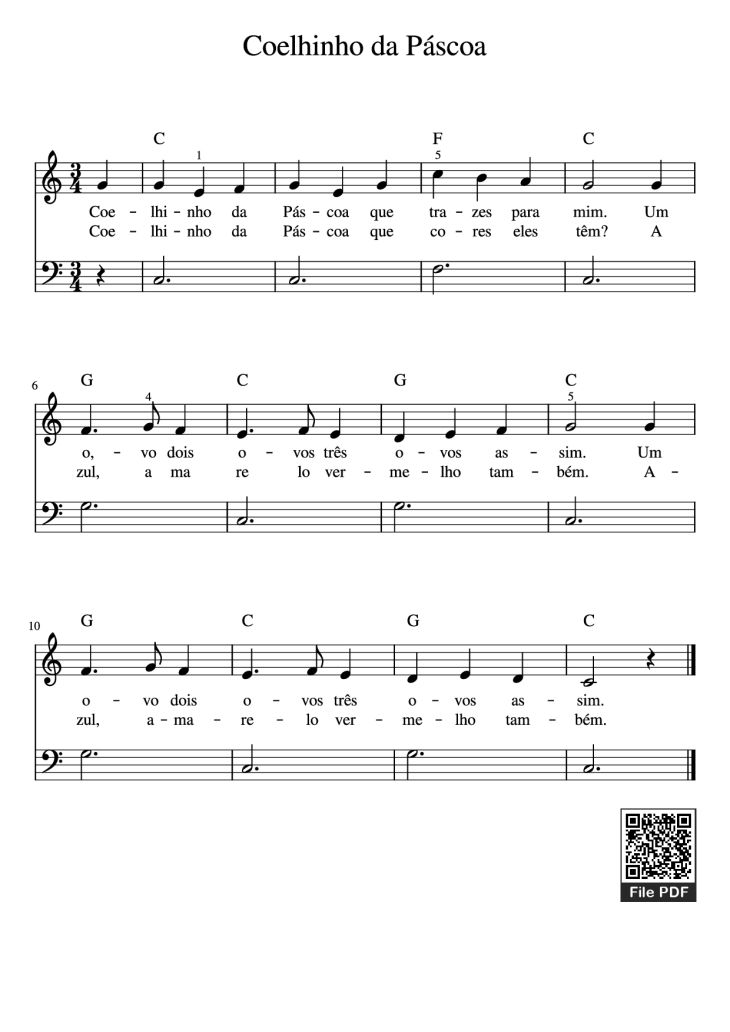 Page 1 of the piano sheet music PDF Piano – Coelhinho da Páscoa Piano by Undefined