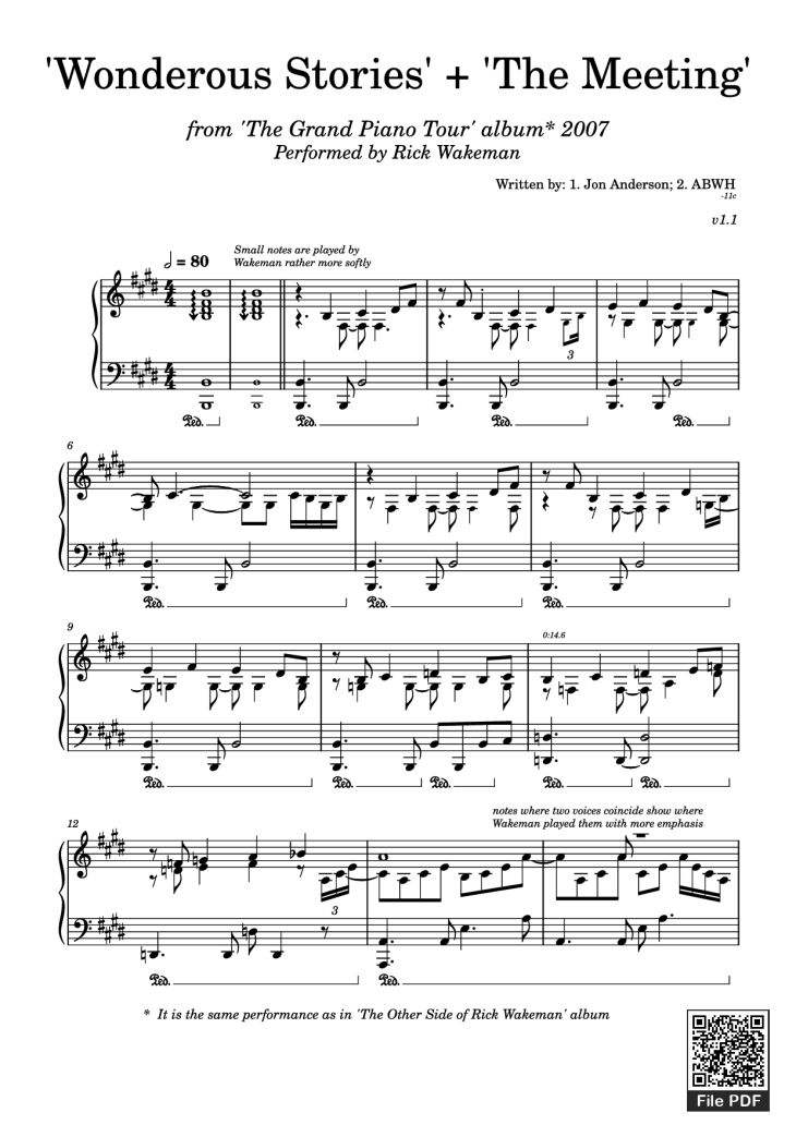 Page 1 of the piano sheet music PDF Piano – 