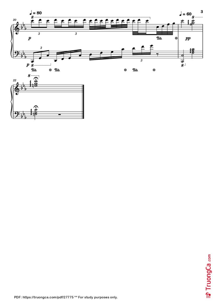 Page 3 of the piano sheet music PDF Piano – Bài ca đất phương nam Piano by Lư Nhất Vũ