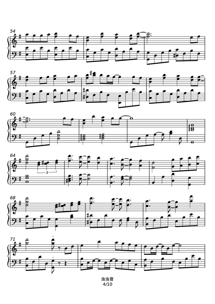 Page 4 of the piano sheet music PDF – Haru Uta - Ikimono-gakari Piano by 名侦探柯南