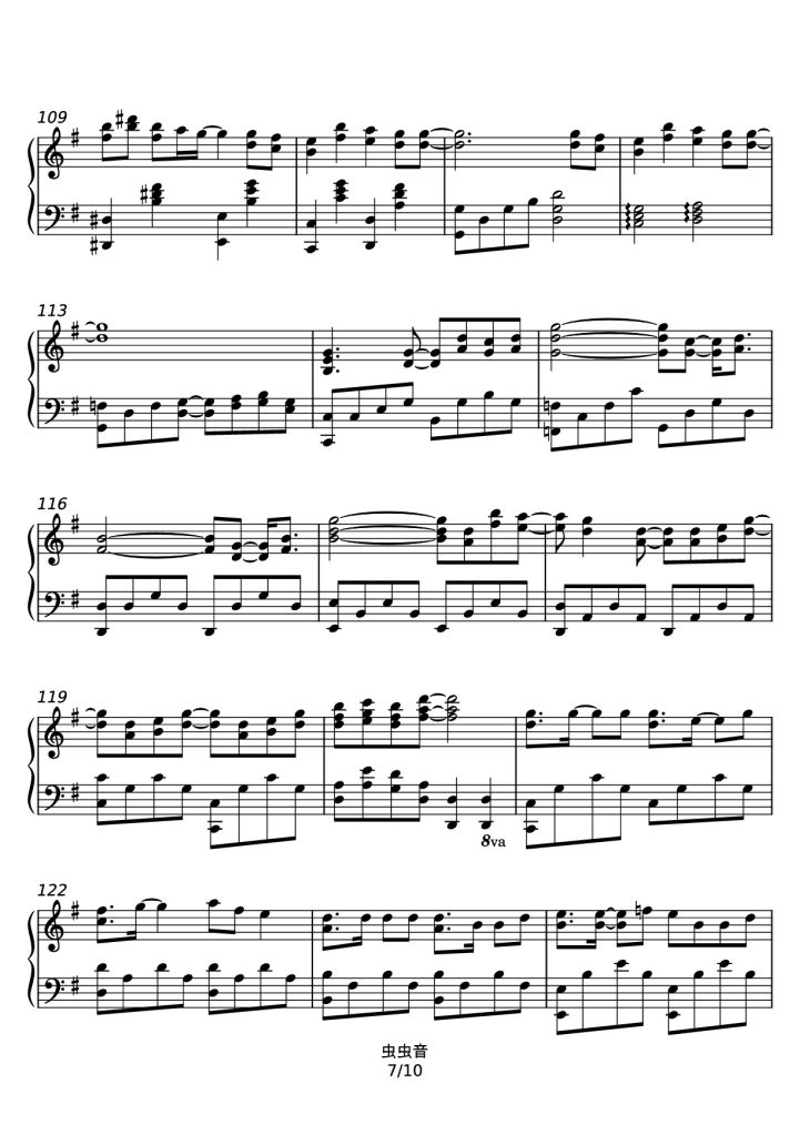 Page 7 of the piano sheet music PDF – Haru Uta - Ikimono-gakari Piano by 名侦探柯南