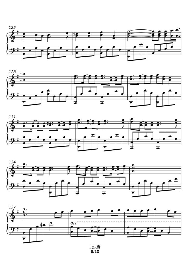 Page 8 of the piano sheet music PDF – Haru Uta - Ikimono-gakari Piano by 名侦探柯南
