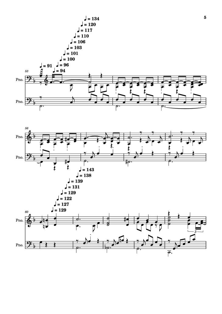 Page 5 of the piano sheet music PDF Piano – score-5bdfbd0626702694b8d652a63c658d6b Piano by Undefined