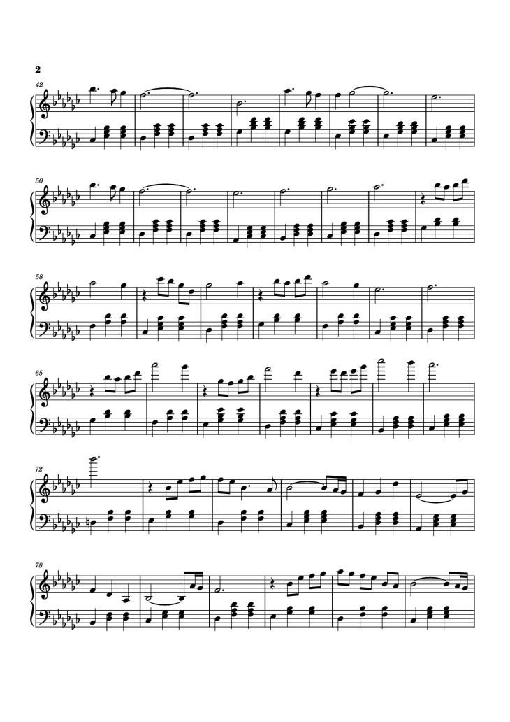 Page 2 of the piano sheet music PDF Piano – Ofelia Piano by Juan Arenosa
