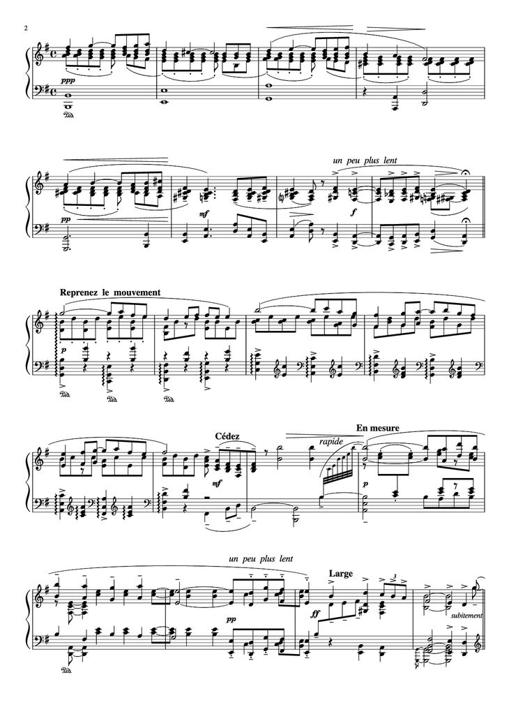 Page 2 of the piano sheet music PDF Piano – PAVA N E Piano by Maurice  Ravel