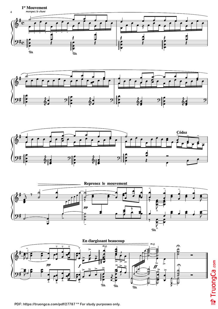 Page 4 of the piano sheet music PDF Piano – PAVA N E Piano by Maurice  Ravel