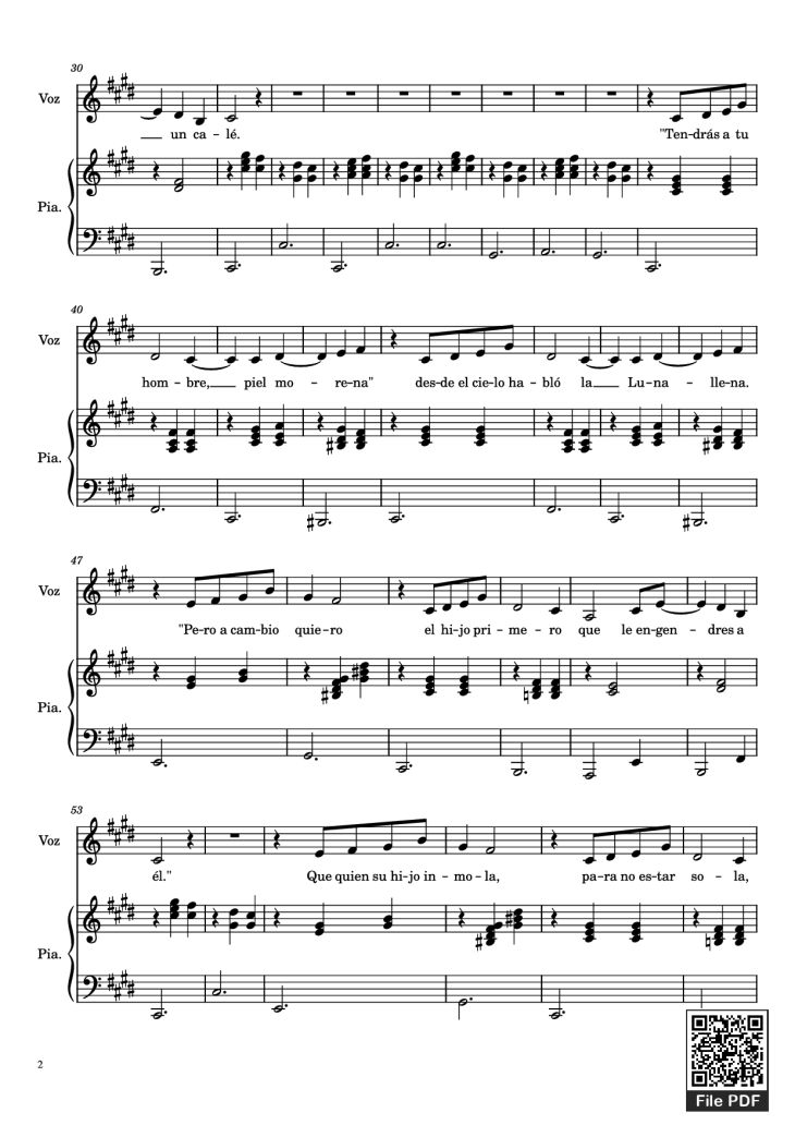Page 2 of the piano sheet music PDF Piano – Hijo de la Luna Piano by Undefined