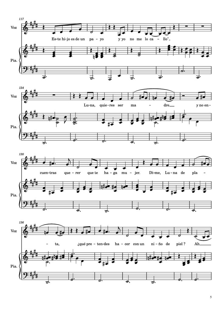 Page 5 of the piano sheet music PDF Piano – Hijo de la Luna Piano by Undefined
