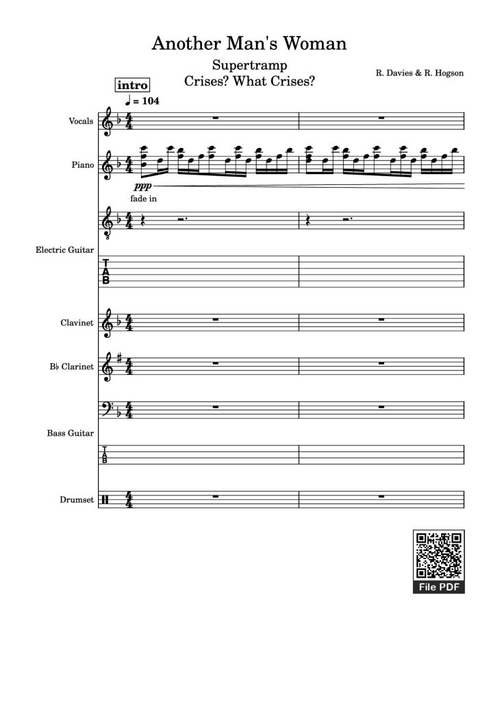 Page 1 of the piano sheet music PDF – Another Man