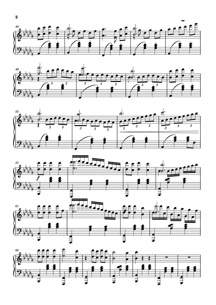 Page 2 of the piano sheet music PDF Piano – Love Story Piano Variations by Indila