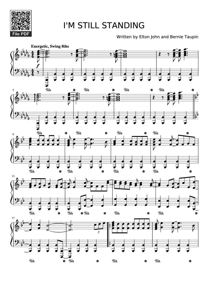 Page 1 of the piano sheet music PDF – I