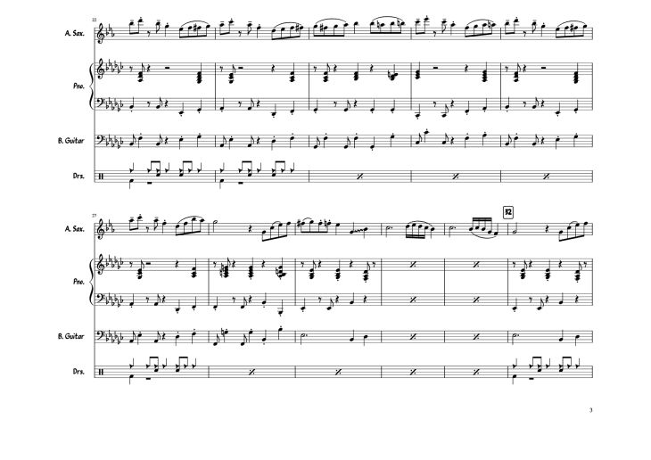 Page 3 of the piano sheet music PDF Piano Guitar Tab – Take Five Piano by Composed by The Dave Brubeck Quartet