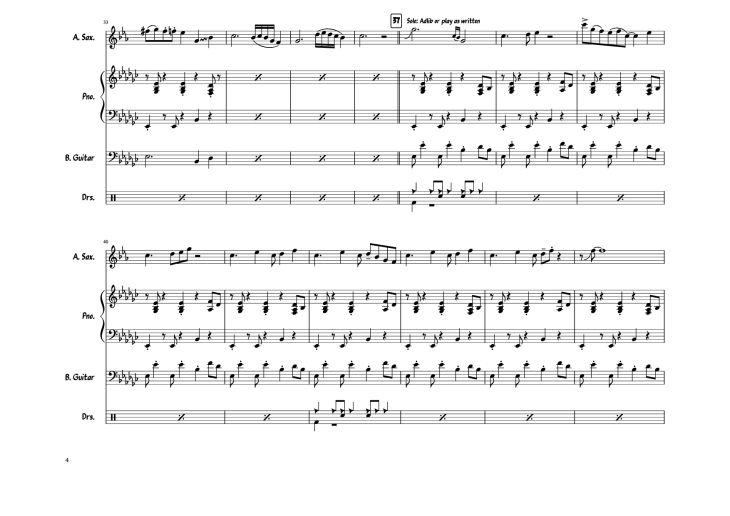 Page 4 of the piano sheet music PDF Piano Guitar Tab – Take Five Piano by Composed by The Dave Brubeck Quartet