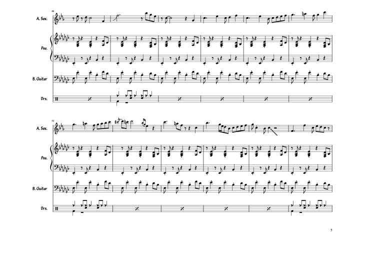 Page 5 of the piano sheet music PDF Piano Guitar Tab – Take Five Piano by Composed by The Dave Brubeck Quartet
