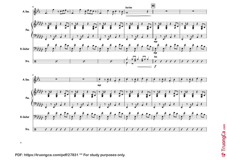 Page 6 of the piano sheet music PDF Piano Guitar Tab – Take Five Piano by Composed by The Dave Brubeck Quartet