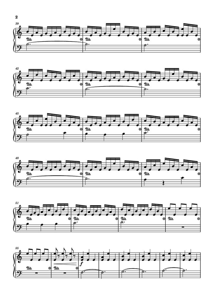 Page 2 of the piano sheet music PDF Piano – Interstellar Piano by Композитор / аранжировщик