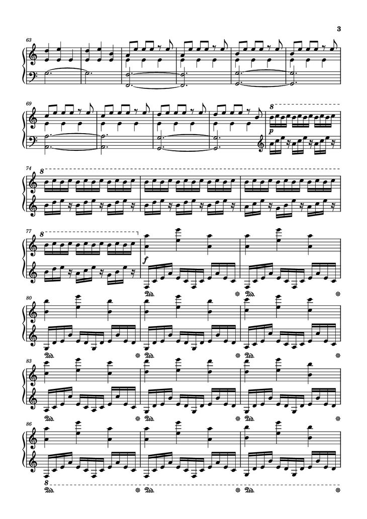 Page 3 of the piano sheet music PDF Piano – Interstellar Piano by Композитор / аранжировщик