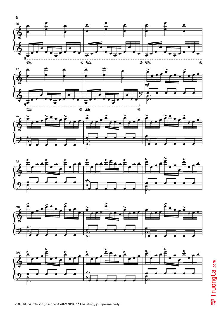 Page 4 of the piano sheet music PDF Piano – Interstellar Piano by Композитор / аранжировщик