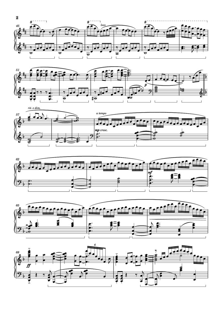 Page 2 of the piano sheet music PDF Piano – Sincerely Piano by Original Artist: TRUE