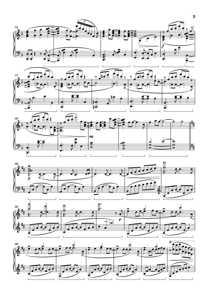 Page 3 of the piano sheet music PDF Piano – Sincerely Piano by Original Artist: TRUE