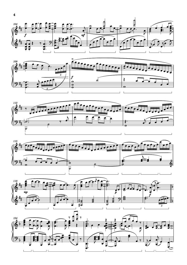 Page 4 of the piano sheet music PDF Piano – Sincerely Piano by Original Artist: TRUE