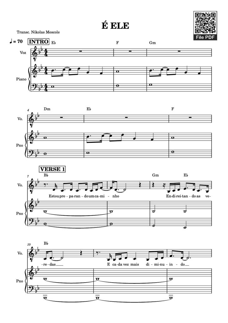 Page 1 of the piano sheet music PDF Piano – É ELE Piano by Drops INA