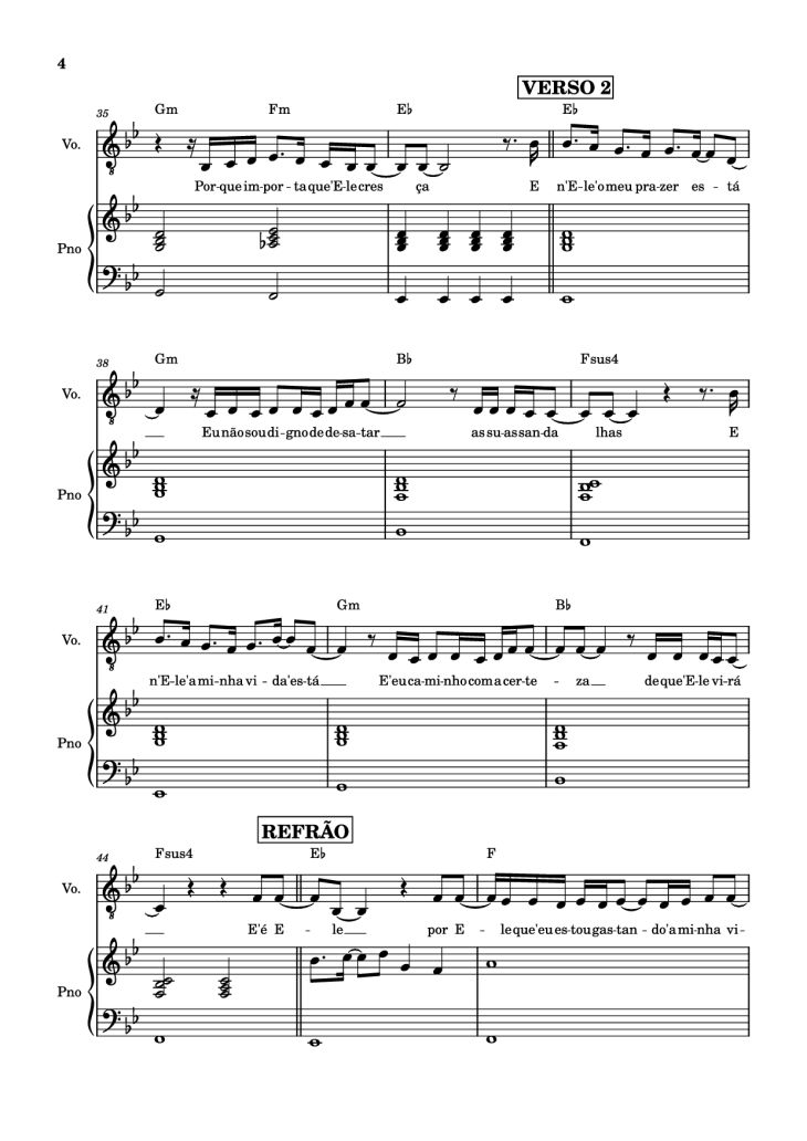 Page 4 of the piano sheet music PDF Piano – É ELE Piano by Drops INA