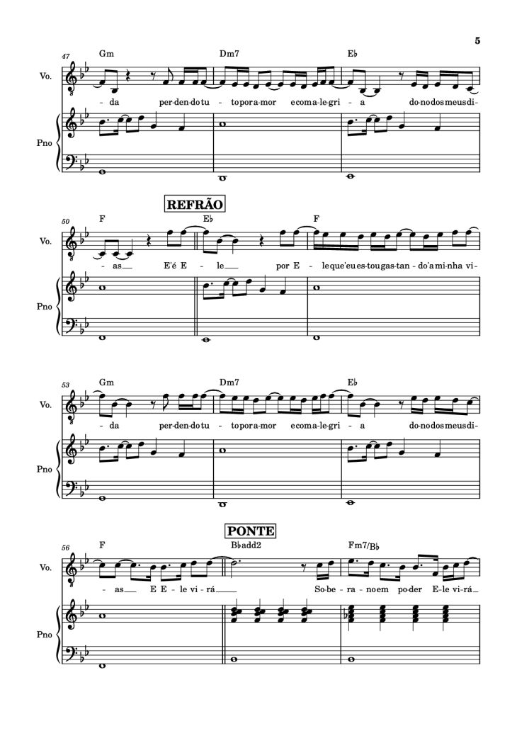 Page 5 of the piano sheet music PDF Piano – É ELE Piano by Drops INA