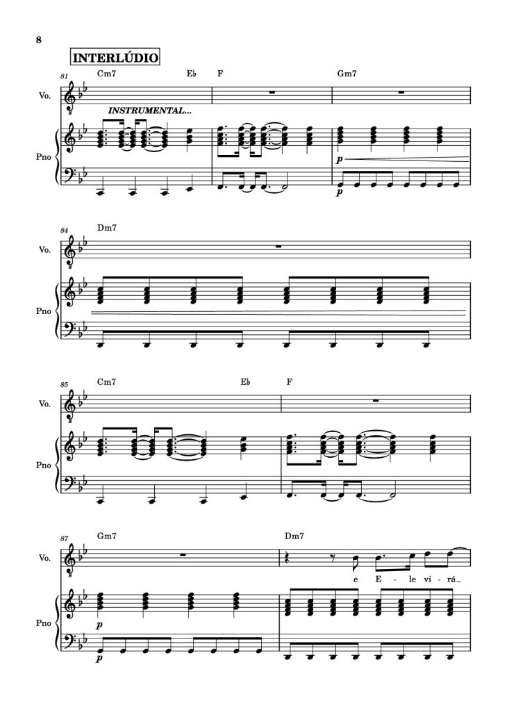 Page 8 of the piano sheet music PDF Piano – É ELE Piano by Drops INA