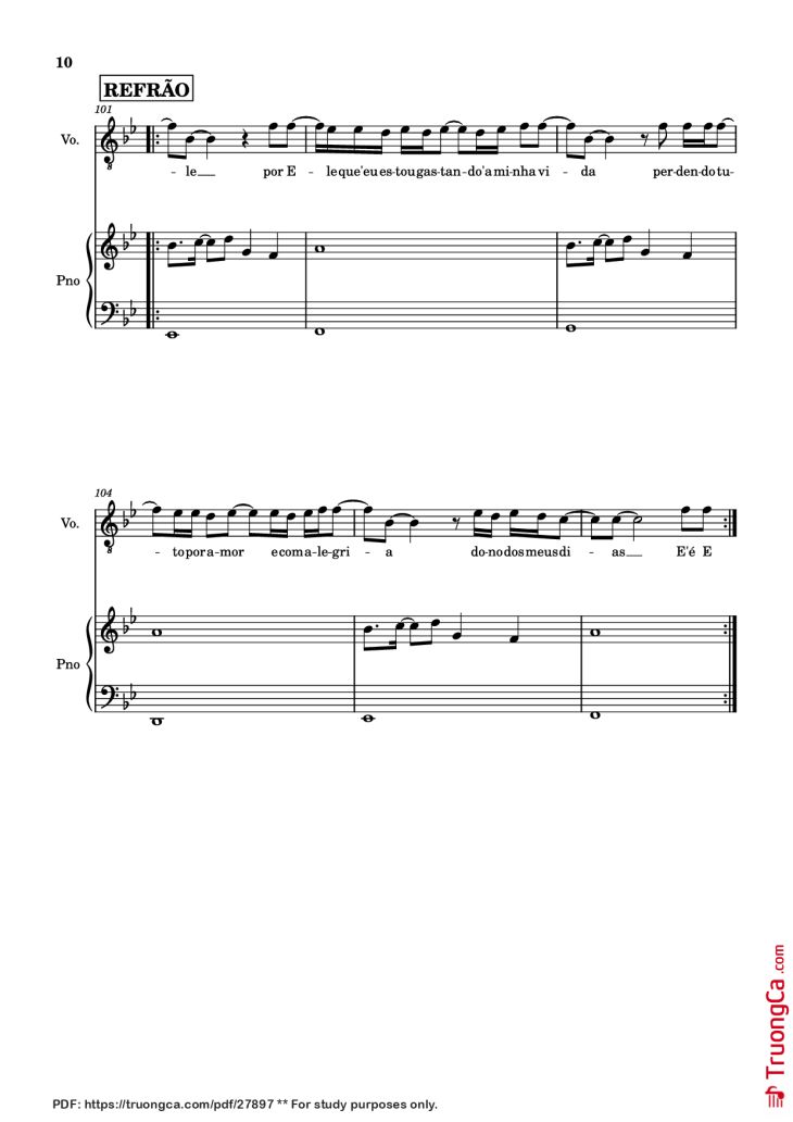 Page 10 of the piano sheet music PDF Piano – É ELE Piano by Drops INA