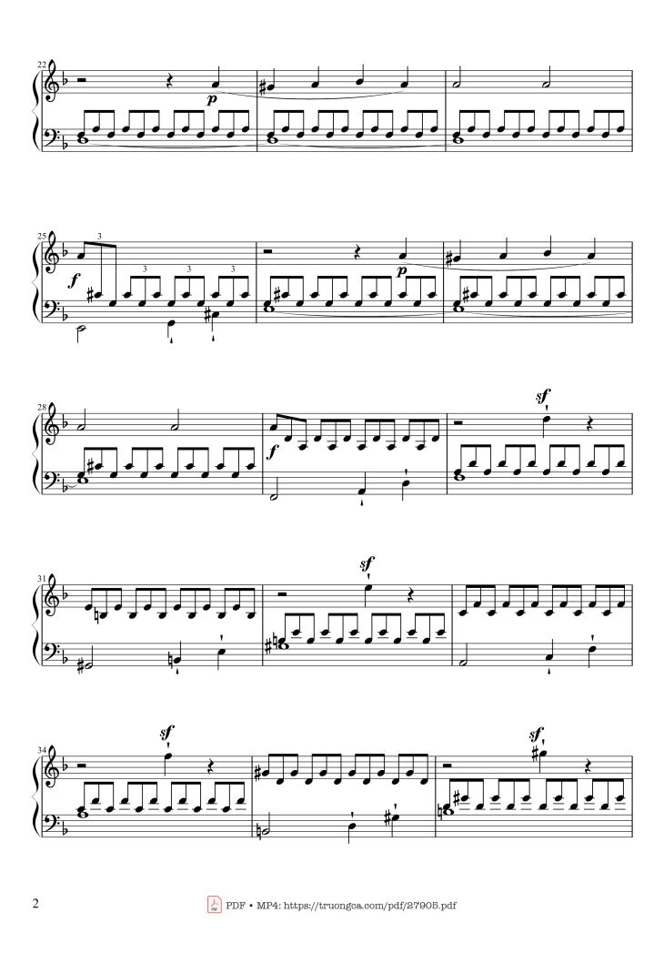Page 2 of the piano sheet music PDF Piano – Sonate No. 17, Tempest (1st Movement) by Ludwig van Beethoven