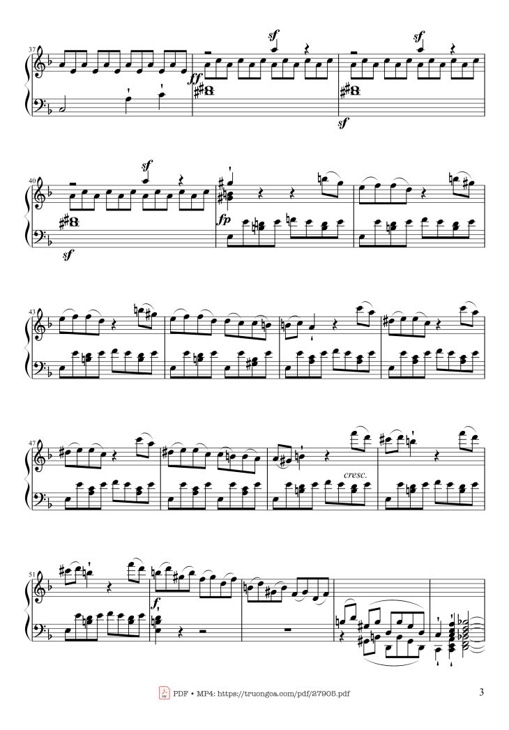 Page 3 of the piano sheet music PDF Piano – Sonate No. 17, Tempest (1st Movement) by Ludwig van Beethoven