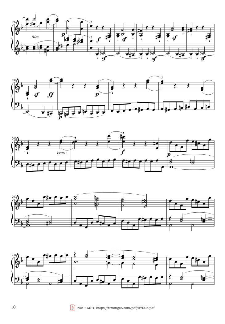 Page 10 of the piano sheet music PDF Piano – Sonate No. 17, Tempest (1st Movement) by Ludwig van Beethoven