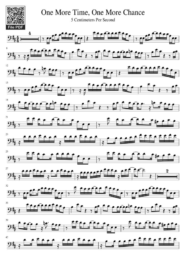 Page 1 of the piano sheet music PDF Piano – One More Time, One More Chance Piano by Undefined