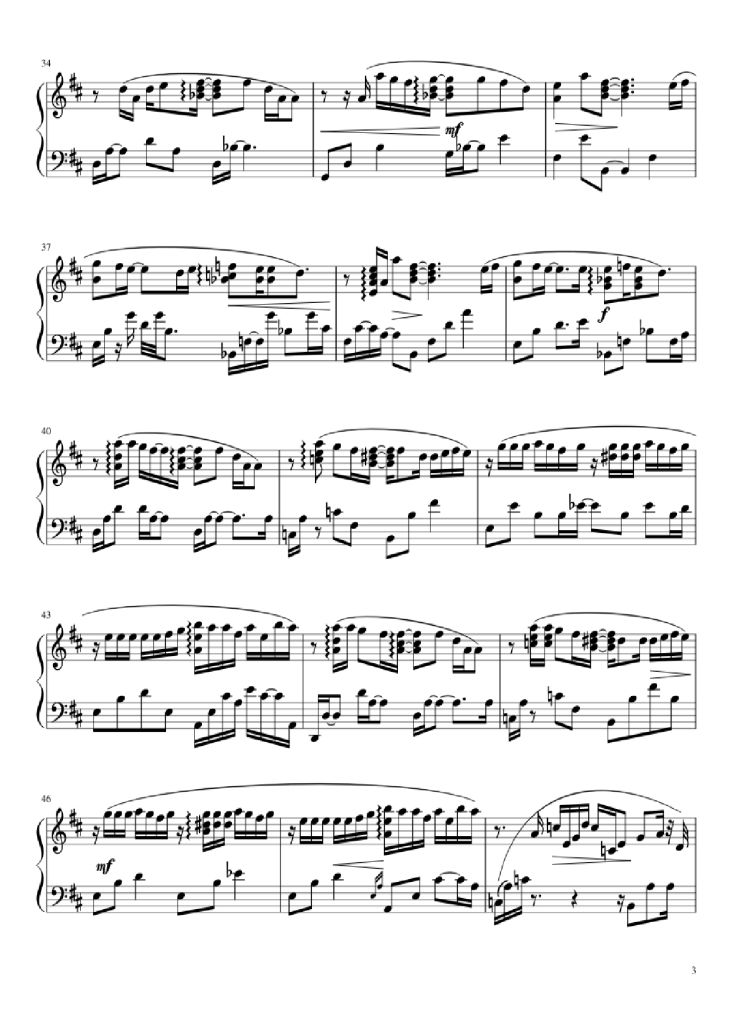 Page 3 of the piano sheet music PDF Piano – One more time, One more chance Piano version from Byousoku 5 Centimetre original soundtrack by Tenmon transcribed by Aryore