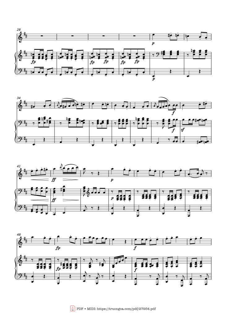 Page 2 of the piano sheet music PDF Piano – Marche Militaire Violin & Piano by Franz Schubert (1797–1828)