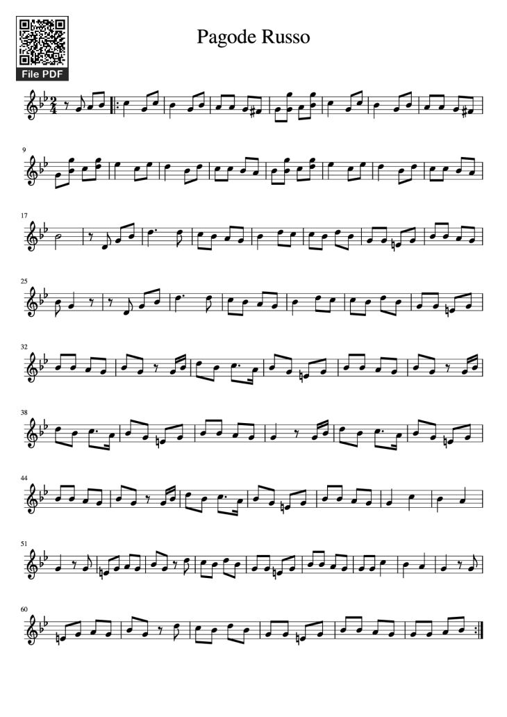 Page 1 of the piano sheet music PDF Piano – Pagode Russo Piano by Undefined